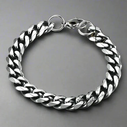 Bracelet à maillons – Bracelet en acier inoxydable pour hommes et femmes avec ajustement réglable Jewelry Bracelet Chain Electro Paris Vintage Argent 18 cm
