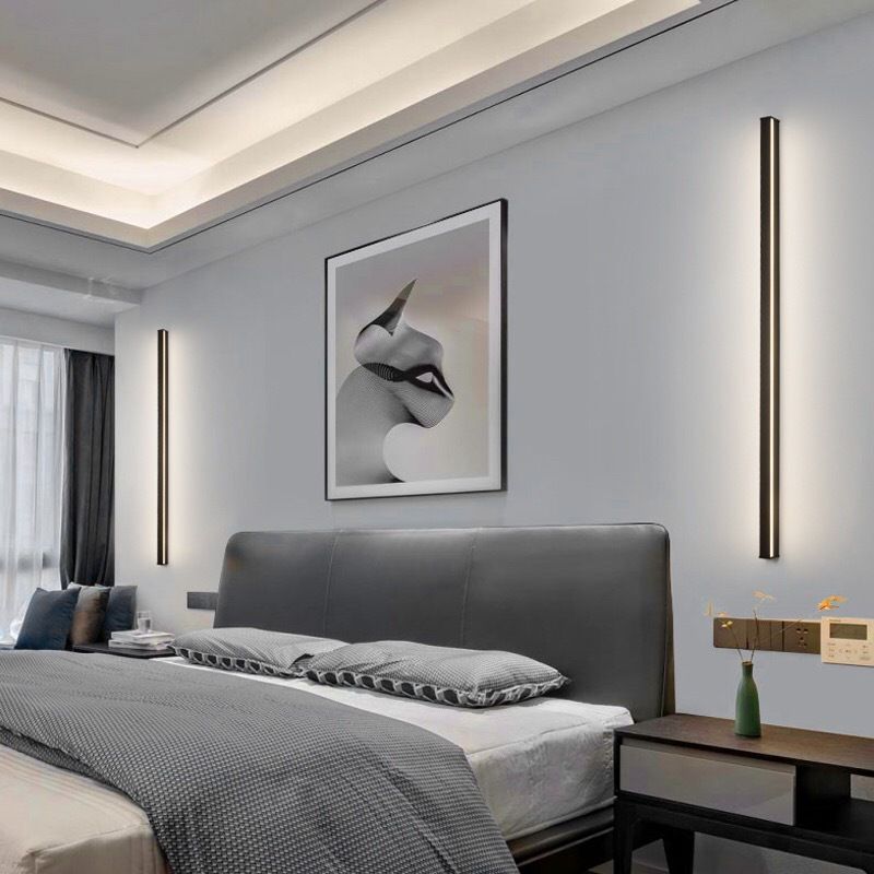 Applique Murale LED Minimaliste pour Couloir – Lampe Barre Linéaire Moderne en Aluminium Éclairage Electro Paris Blanc Lumière chaude 60 cm avec prise