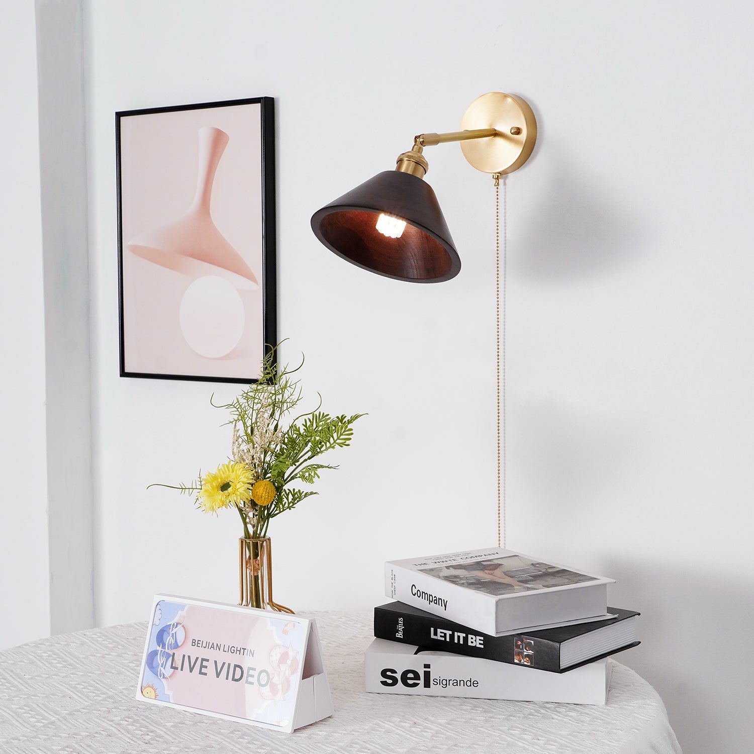 Applique Murale Vintage en Bois avec Abat-jour en Verre pour Éclairage Rustique Éclairage Electro Paris