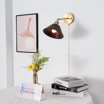 Applique Murale Vintage en Bois avec Abat-jour en Verre pour Éclairage Rustique Éclairage Electro Paris