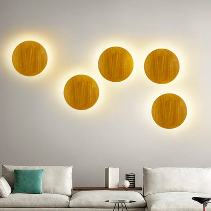 Applique Murale en Bois Naturel – Éclairage LED Contemporain pour Chambre et Salon Appliques murales Electro Paris Rond 19 cm