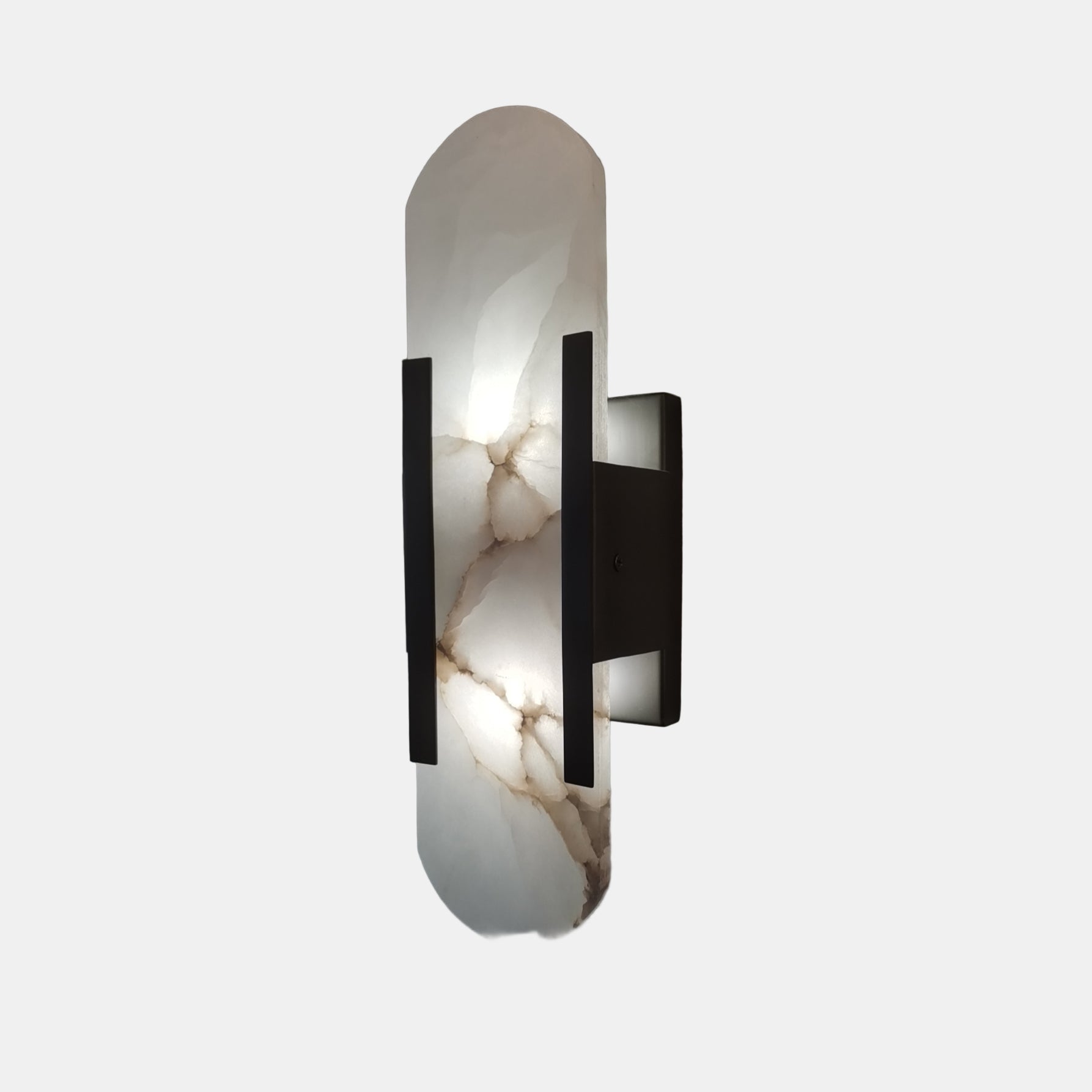 Applique Murale Design en Marbre Ovale pour Chambre et Salon Élégant Applique murale Electro Paris Diamètre 10cm x hauteur 50cm (ensemble de 2) Noir Lumière neutre (4500K)