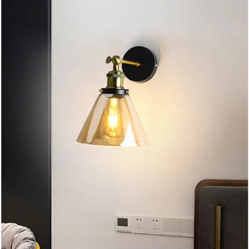 Applique Murale en Verre – Lampe Murale Industrielle Vintage à Abat-Jour Transparent Éclairage mural Electro Paris Ambré