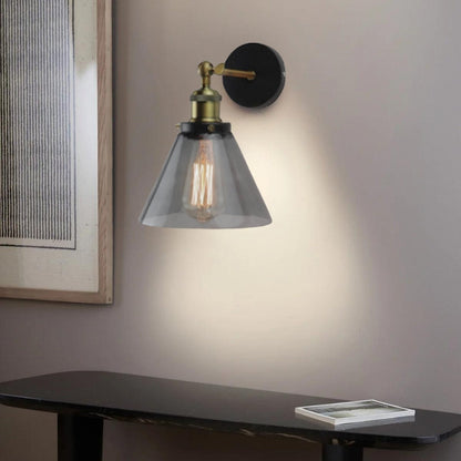 Applique Murale en Verre – Lampe Murale Industrielle Vintage à Abat-Jour Transparent Éclairage mural Electro Paris Fumé