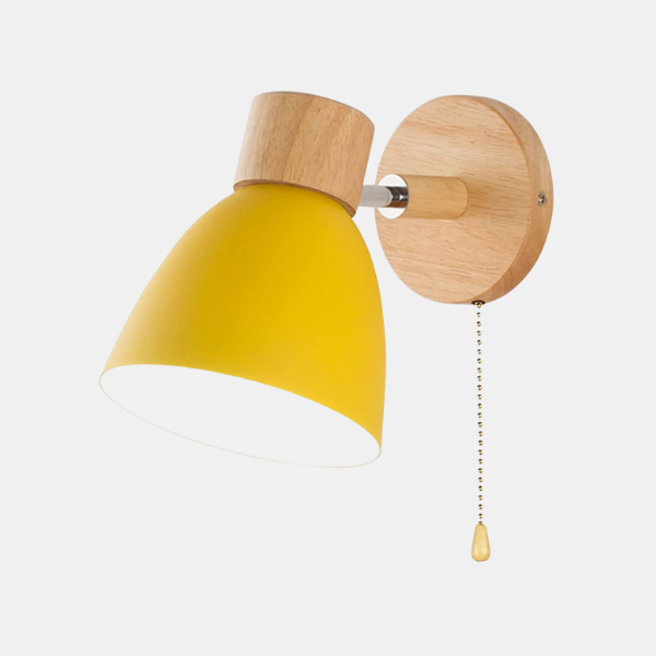 Applique Murale Nordique Moderne en Bois avec Tête Réglable pour Chambre Salon Éclairage mural Electro Paris Jaune Avec cordon