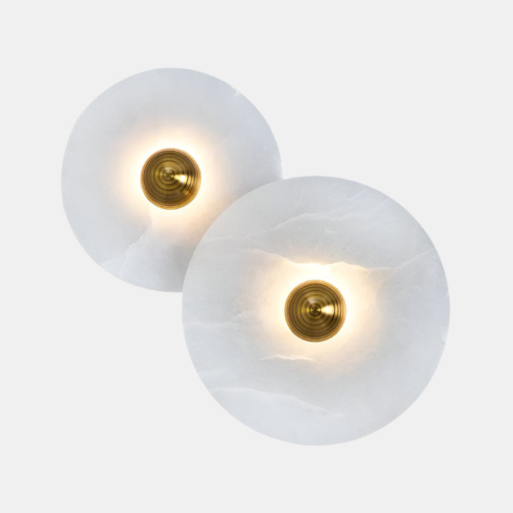 Applique Murale Ronde Minimaliste Moderne Wall lamps Electro Paris 2 lampes Dia 25cm + Dia 30cm Or & Blanc Lumière Chaude