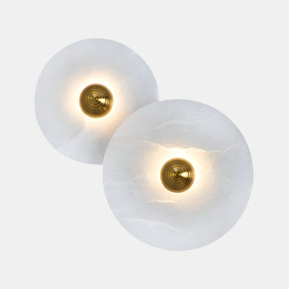 Applique Murale Ronde Minimaliste Moderne Wall lamps Electro Paris 2 lampes Dia 25cm + Dia 30cm Or & Blanc Lumière Chaude