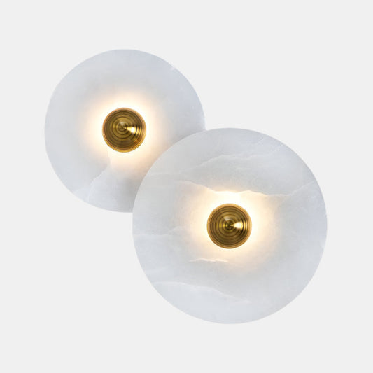 Applique Murale Ronde Minimaliste Moderne Wall lamps Electro Paris 2 lampes Dia 25cm + Dia 30cm Or & Blanc Lumière Chaude