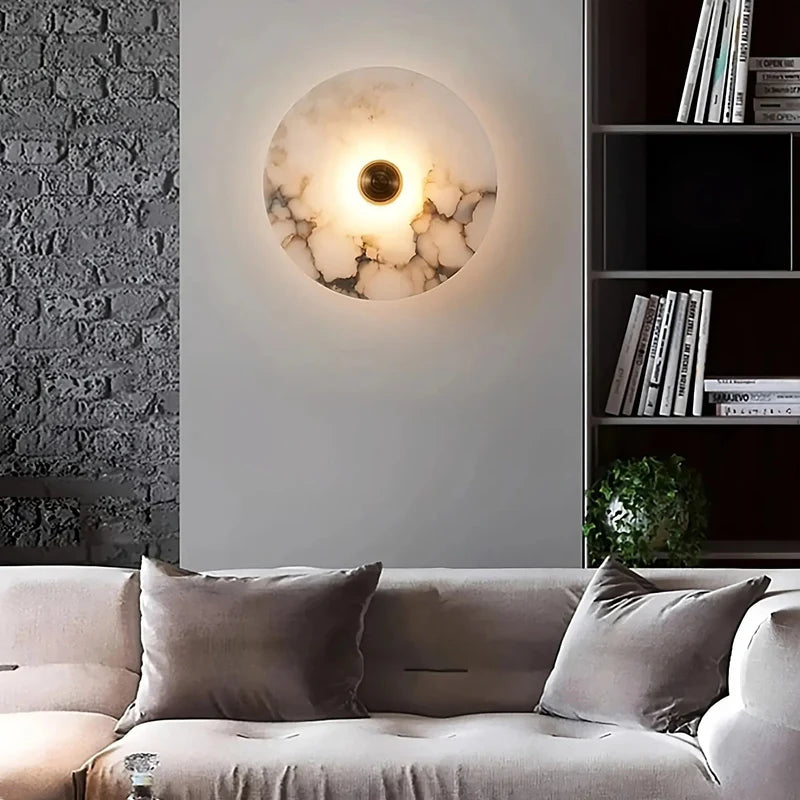 Applique Murale Ronde en Marbre Naturel à LED pour un Éclairage d'Ambiance Chaleureux Éclairage mural Electro Paris