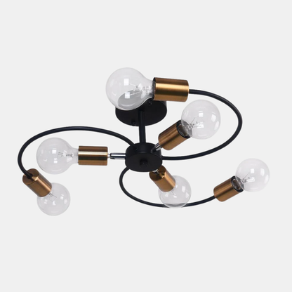 Applique Murale Spoutnik à 6 Lumières – Design Industriel Vintage avec Douilles Réglables en Verre Éclairage Electro Paris Noir+Or