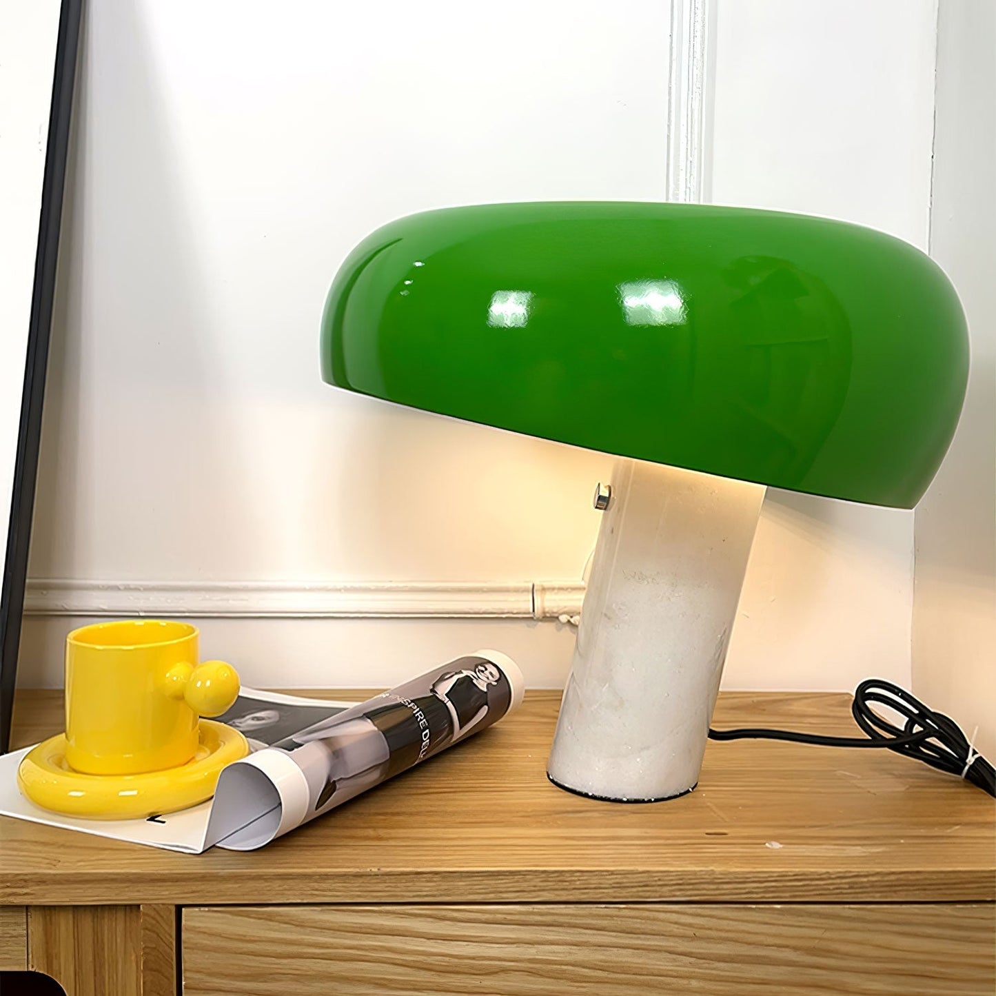 Lampe De Table En Marbre Véritable Avec Lumière Chaude Design Élégant Et Éclairage D’Ambiance Pour Salon Chambre Ou Bureau Cyber Monday Offer Table Lamp Electro Paris Vert 11″ x H 10.2″ / Dia 28cm x H26cm