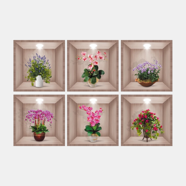 Autocollants Muraux 3D – Décor Plantes et Fleurs pour Chambre Electro Paris B