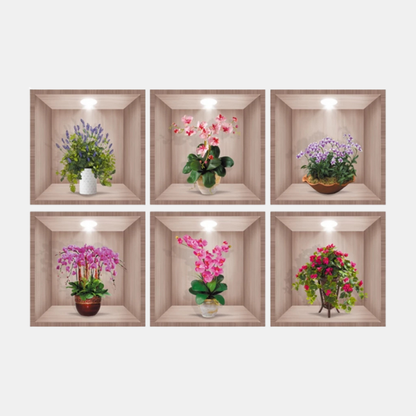 Autocollants Muraux 3D – Décor Plantes et Fleurs pour Chambre Electro Paris B