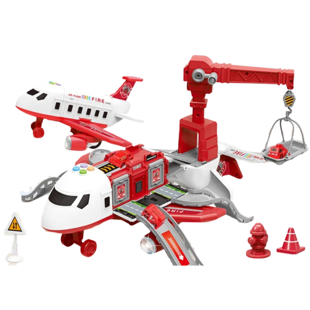 Avion Jouet Interactif avec Voitures – Set de Jeu et Rangement de Véhicules pour Tout-Petits Véhicules jouets Electro Paris Pompiers