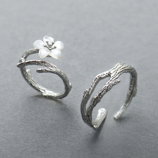 Bague Couple Élégante – Argent et Cerisier Couple Rings Electro Paris