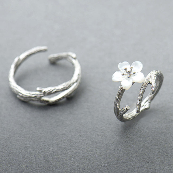 Bague Couple Élégante – Argent et Cerisier Couple Rings Electro Paris