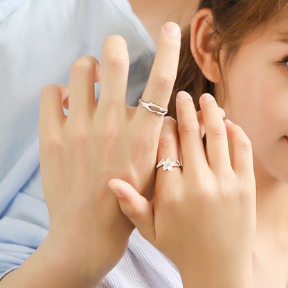 Bague Couple Élégante – Argent et Cerisier Couple Rings Electro Paris