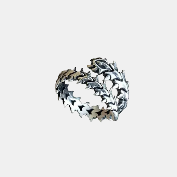 Bague Gothique Vintage Élégante – Finition Argent Vieilli Raffiné Vintage Gothic Spine Ring Electro Paris AJZ50041