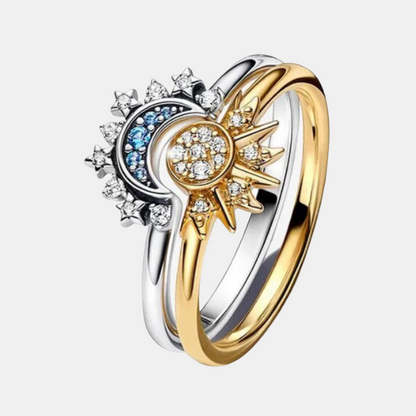 Bague Statement Soleil et Lune en Cristal – Bague Céleste Ajustable en Argent Sterling Bagues Electro Paris