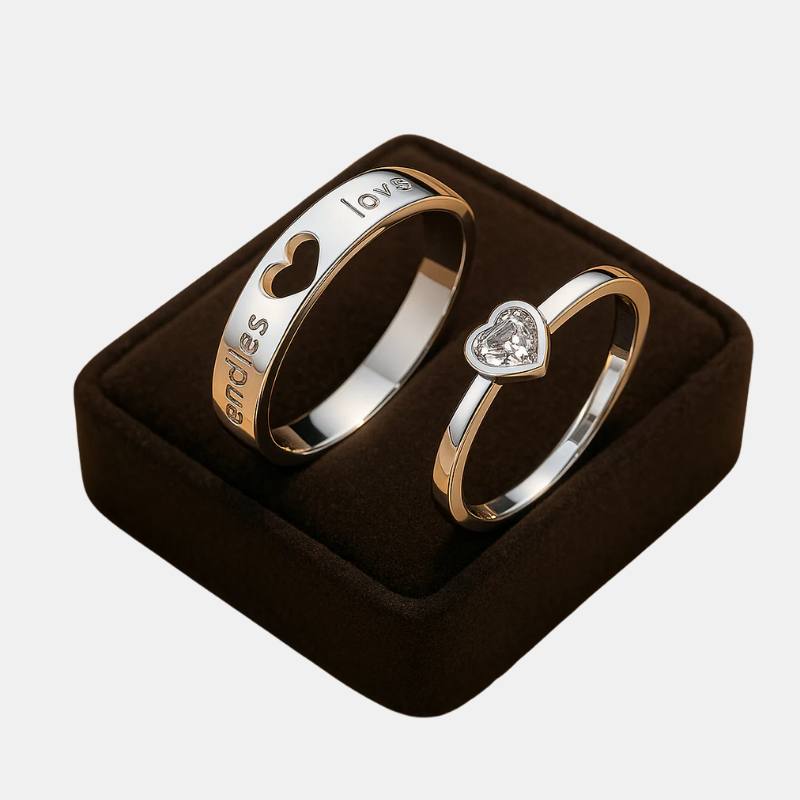 Bagues de Couple en Argent – Ensemble Ajustable avec Motif Cœur Symbolisant l’Amour Éternel Jewelry Ring Standard Electro Paris Ewige Verbindung