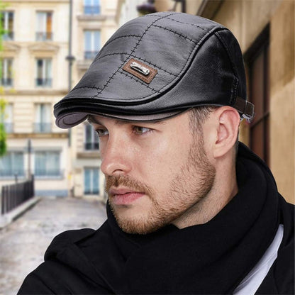 Casquette Plate Rétro en Cuir pour Homme – Béret Classique pour Toutes Saisons Chapeaux pour hommes Electro Paris Noir Marron foncé
