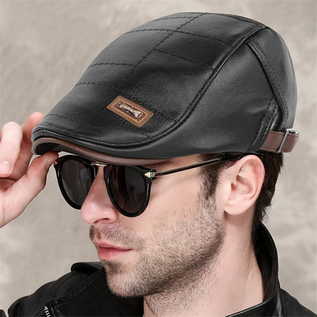 Casquette Plate Rétro en Cuir pour Homme – Béret Classique pour Toutes Saisons Chapeaux pour hommes Electro Paris