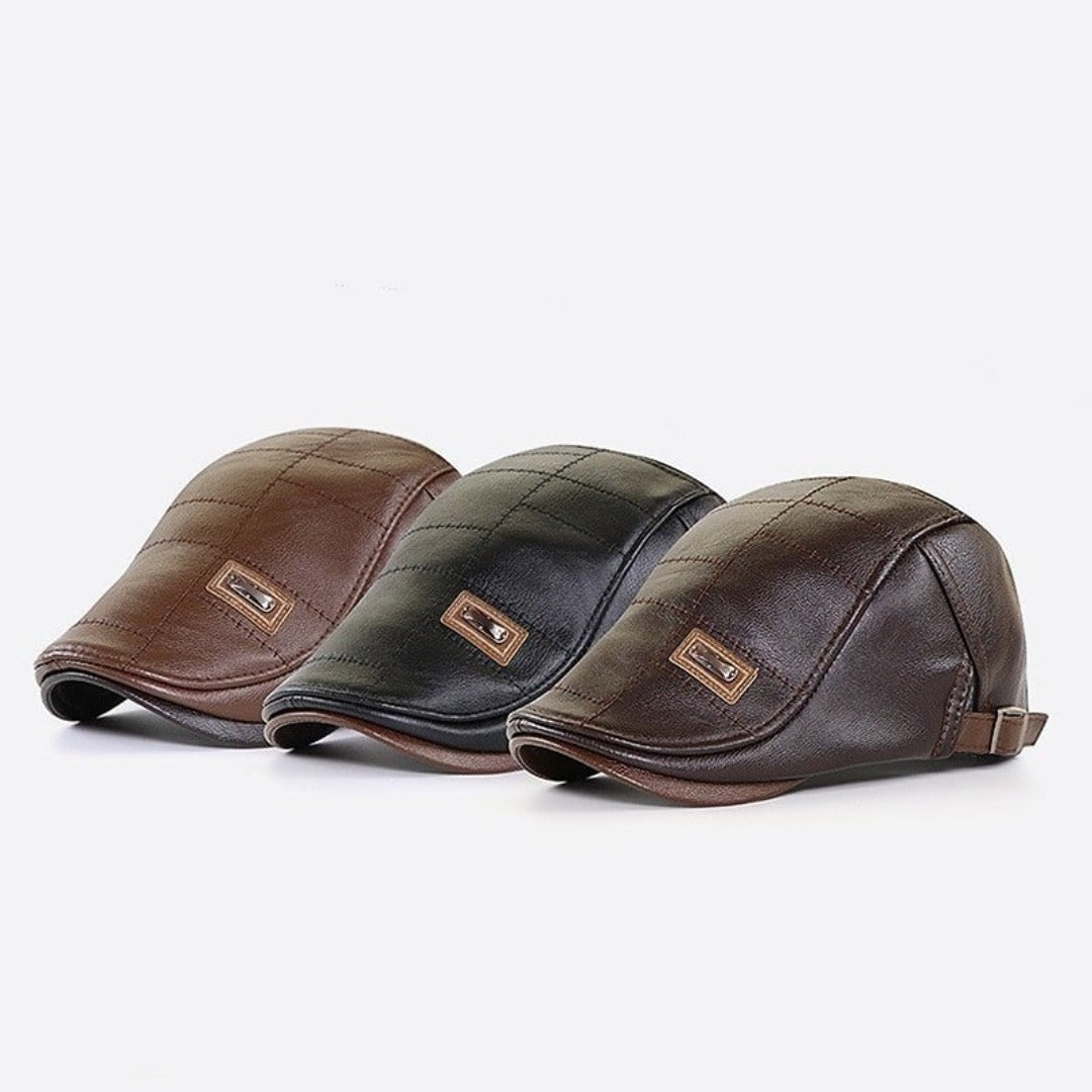 Casquette Plate Rétro en Cuir pour Homme – Béret Classique pour Toutes Saisons Chapeaux pour hommes Electro Paris