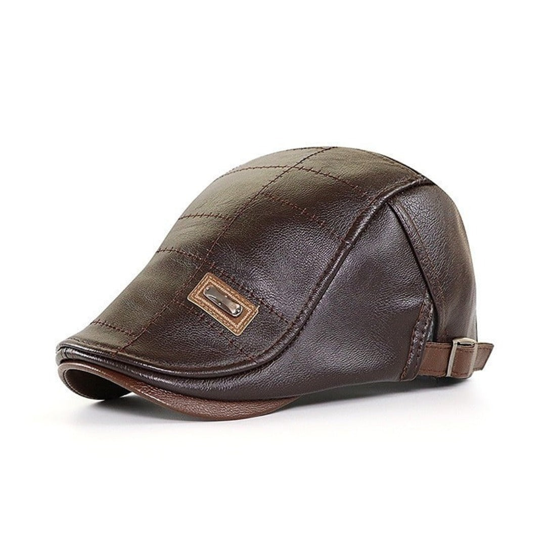 Casquette Plate Rétro en Cuir pour Homme – Béret Classique pour Toutes Saisons Chapeaux pour hommes Electro Paris Marron foncé Noir