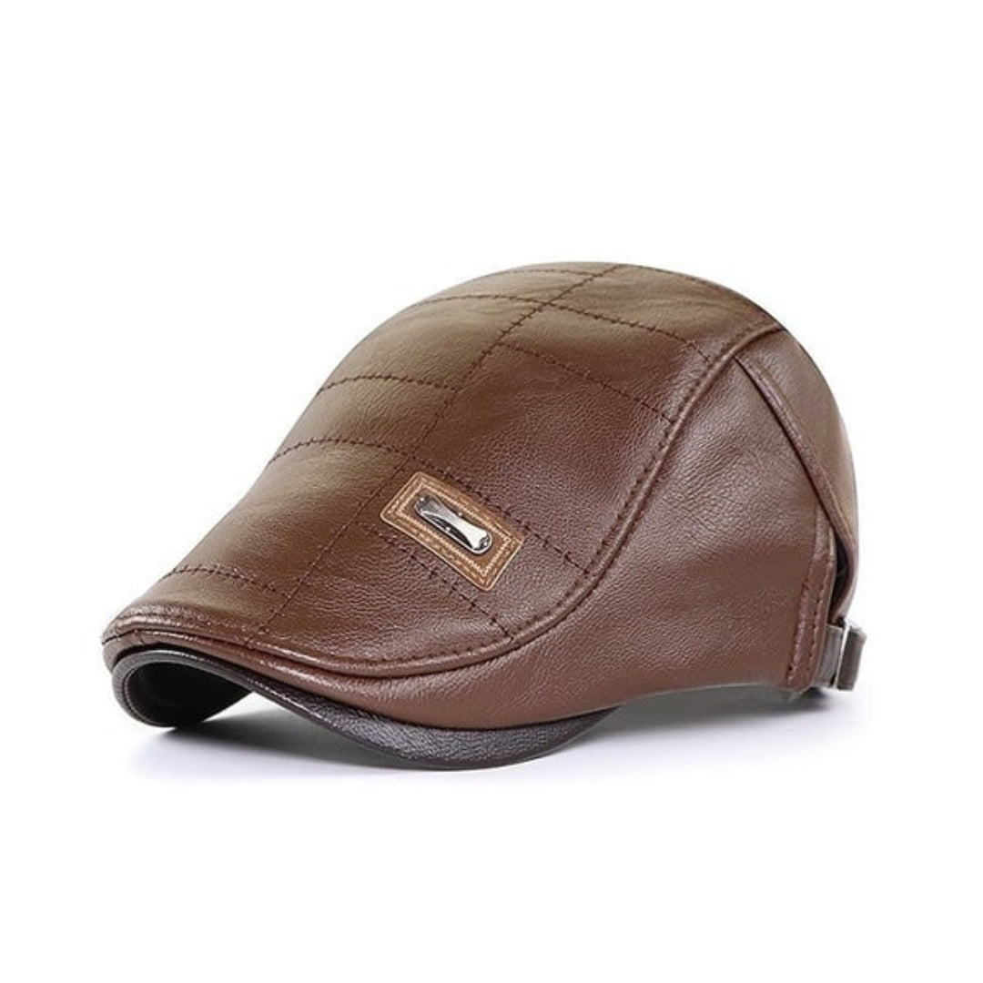 Casquette Plate Rétro en Cuir pour Homme – Béret Classique pour Toutes Saisons Chapeaux pour hommes Electro Paris Marron clair Noir