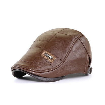 Casquette Plate Rétro en Cuir pour Homme – Béret Classique pour Toutes Saisons Chapeaux pour hommes Electro Paris Marron clair Noir