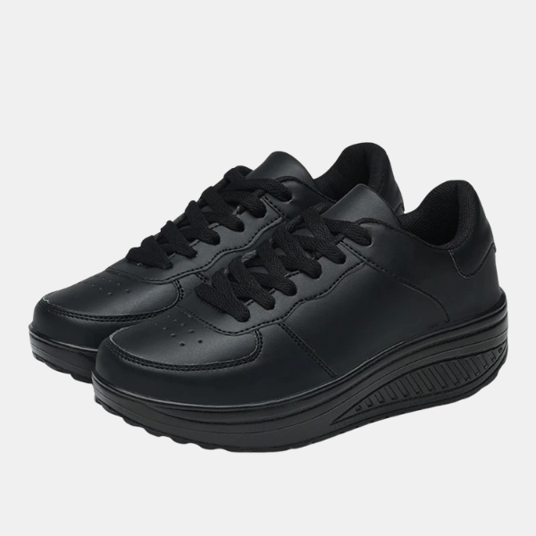 Baskets Confort Femme – Cuir Noir et Soutien Orthopédique ***Orthopedische Dames Sneakers in Zwart Leer - FlexiStep Electro Paris Noir 35