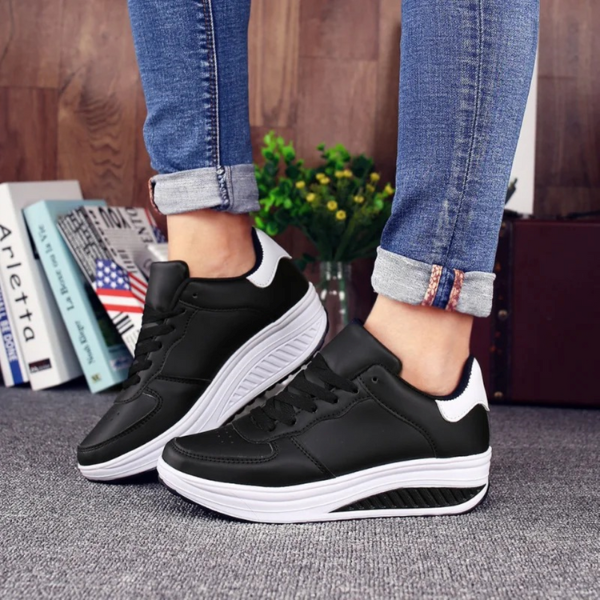 Baskets Confort Femme – Cuir Noir et Soutien Orthopédique ***Orthopedische Dames Sneakers in Zwart Leer - FlexiStep Electro Paris Noir et blanc 35