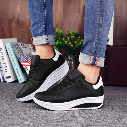 Baskets Confort Femme – Cuir Noir et Soutien Orthopédique ***Orthopedische Dames Sneakers in Zwart Leer - FlexiStep Electro Paris Noir et blanc 35