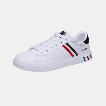 Baskets Décontractées en Cuir pour Hommes – Chaussures Élégantes à Semelle Épaisse Baskets pour hommes Electro Paris Blanc (avec des détails rouges et bleus) 39