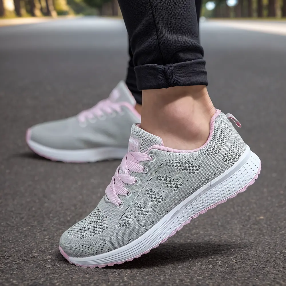 Chaussures de Marche Orthopédiques pour Femme – Baskets Légères et Respirantes pour un Confort Quotidien Baskets Electro Paris Rose Gris 36