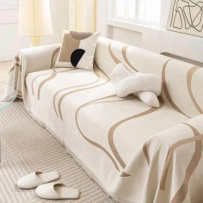 Couverture Canapé Texturée En Chenille Et Coton Pour Intérieurs Confortables Sofa cover Electro Paris Kaki 180x130cm