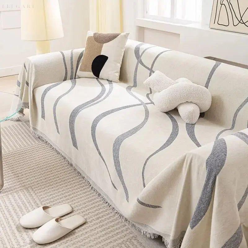 Couverture Canapé Texturée En Chenille Et Coton Pour Intérieurs Confortables Sofa cover Electro Paris Gris 180x130cm