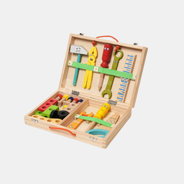 Boîte à Outils en Bois pour Enfants – Ensemble de Jeu d'Imitation Montessori pour le Développement Jouets Montessori Electro Paris