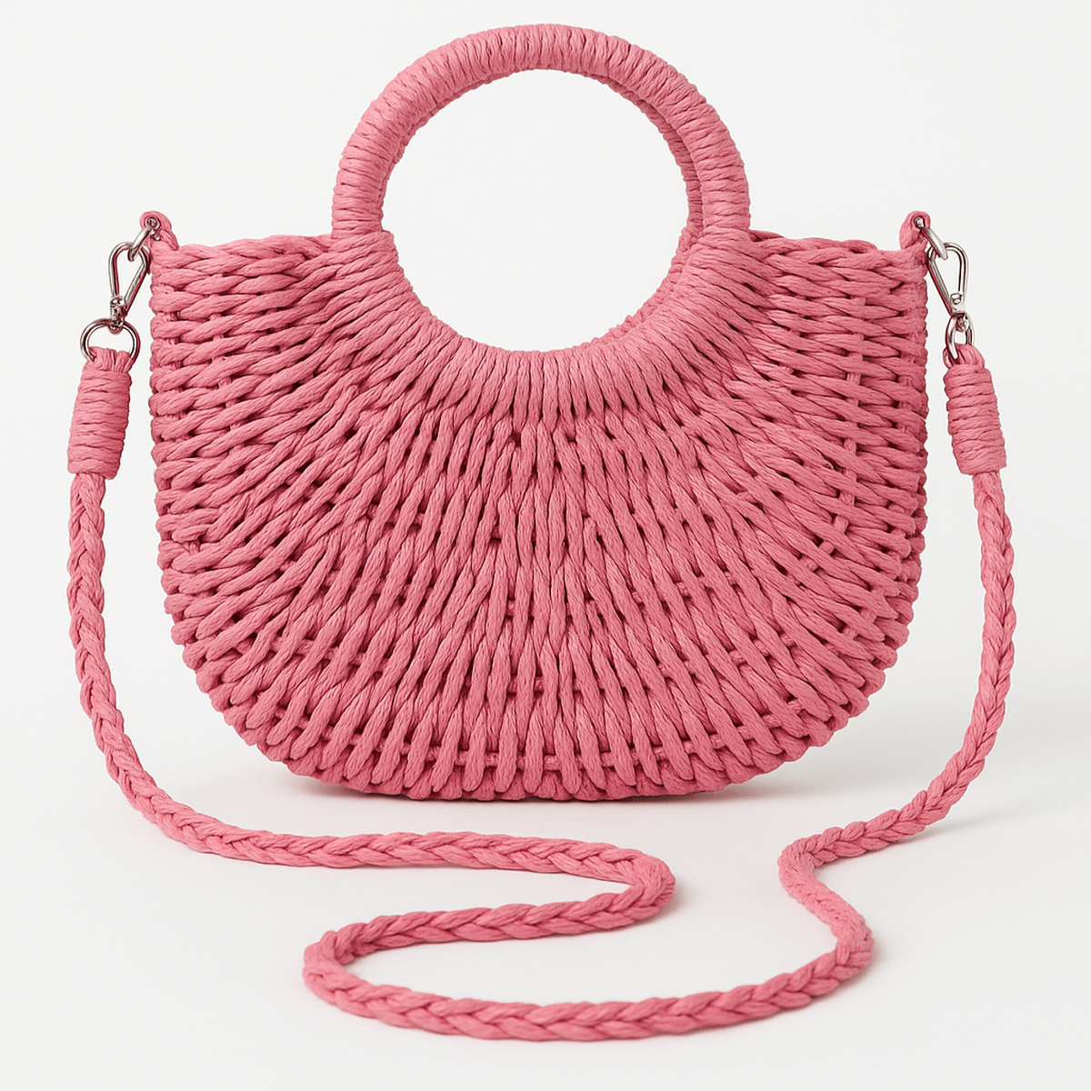 Sac À Main En Paille Naturelle Style Bohème Chic Pour L’Été Black Friday Deal Shoulder bag Electro Paris Rosa