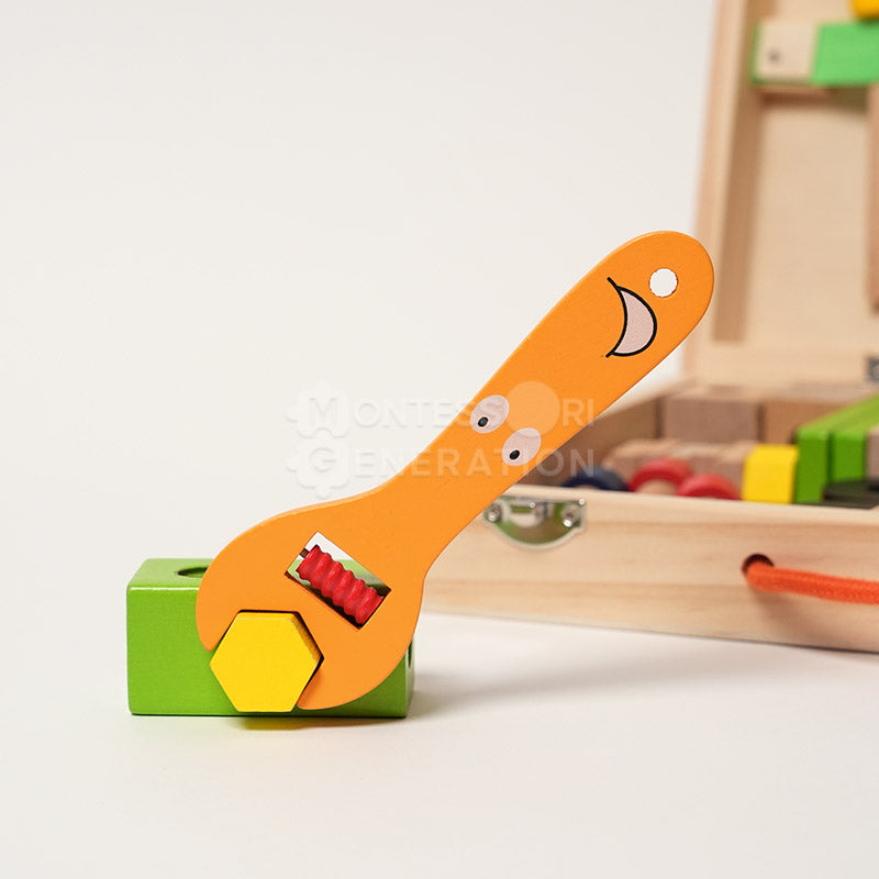 Boîte à Outils en Bois pour Enfants – Ensemble de Jeu d'Imitation Montessori pour le Développement Jouets Montessori Electro Paris