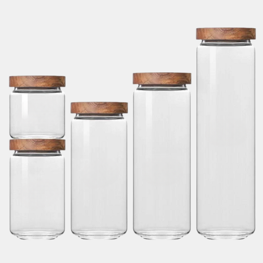 Boîtes de Rangement Empilables – Verre et Acacia Hermétiques kitchen & dining Electro Paris 350 ml