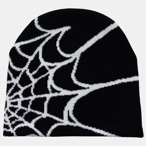 Bonnet Tricot Araignée – Style Streetwear Unisexe Electro Paris Noir et blanc