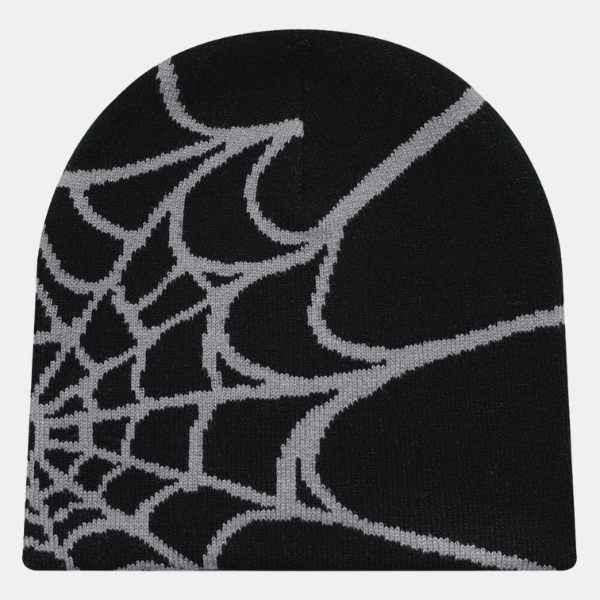 Bonnet Tricot Araignée – Style Streetwear Unisexe Electro Paris Gris et noir