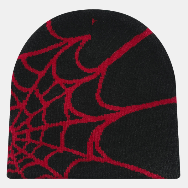 Bonnet Tricot Araignée – Style Streetwear Unisexe Electro Paris Noir et rouge