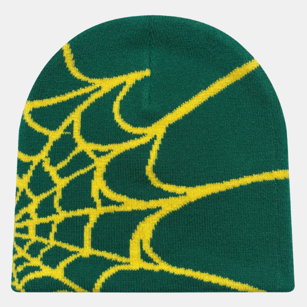 Bonnet Tricot Araignée – Style Streetwear Unisexe Electro Paris Vert et jaune
