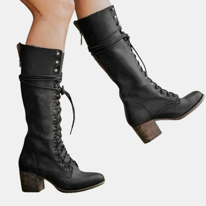 Bottes Montantes à Lacets pour Femmes – Talon Bloc Élégant Electro Paris Noir 35
