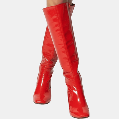 Bottes Vernies Femme Genou – Élégance Intemporelle Leather Boots Electro Paris Rouge 35