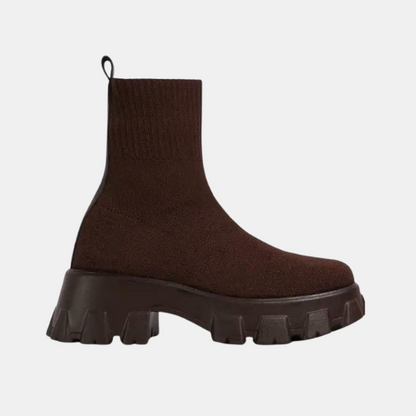 Bottes Plateforme Doublées en Peluche pour Femmes – Bottines d'Hiver Douillettes en Daim Bottes pour femmes Electro Paris Marron 35