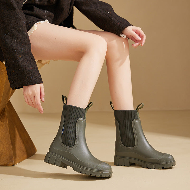 Bottines de Pluie Chelsea Imperméables pour Femme – Bottes de Cheville Antidérapantes pour Pluie et Jardin Bottes de pluie Electro Paris