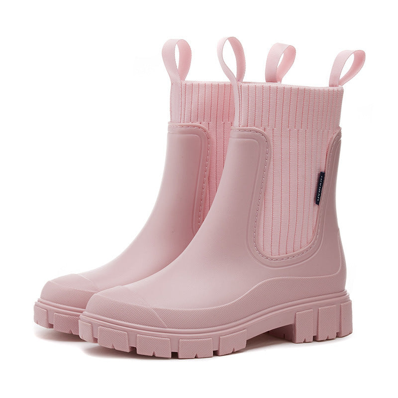 Bottines de Pluie Chelsea Imperméables pour Femme – Bottes de Cheville Antidérapantes pour Pluie et Jardin Bottes de pluie Electro Paris Rose 36 EU